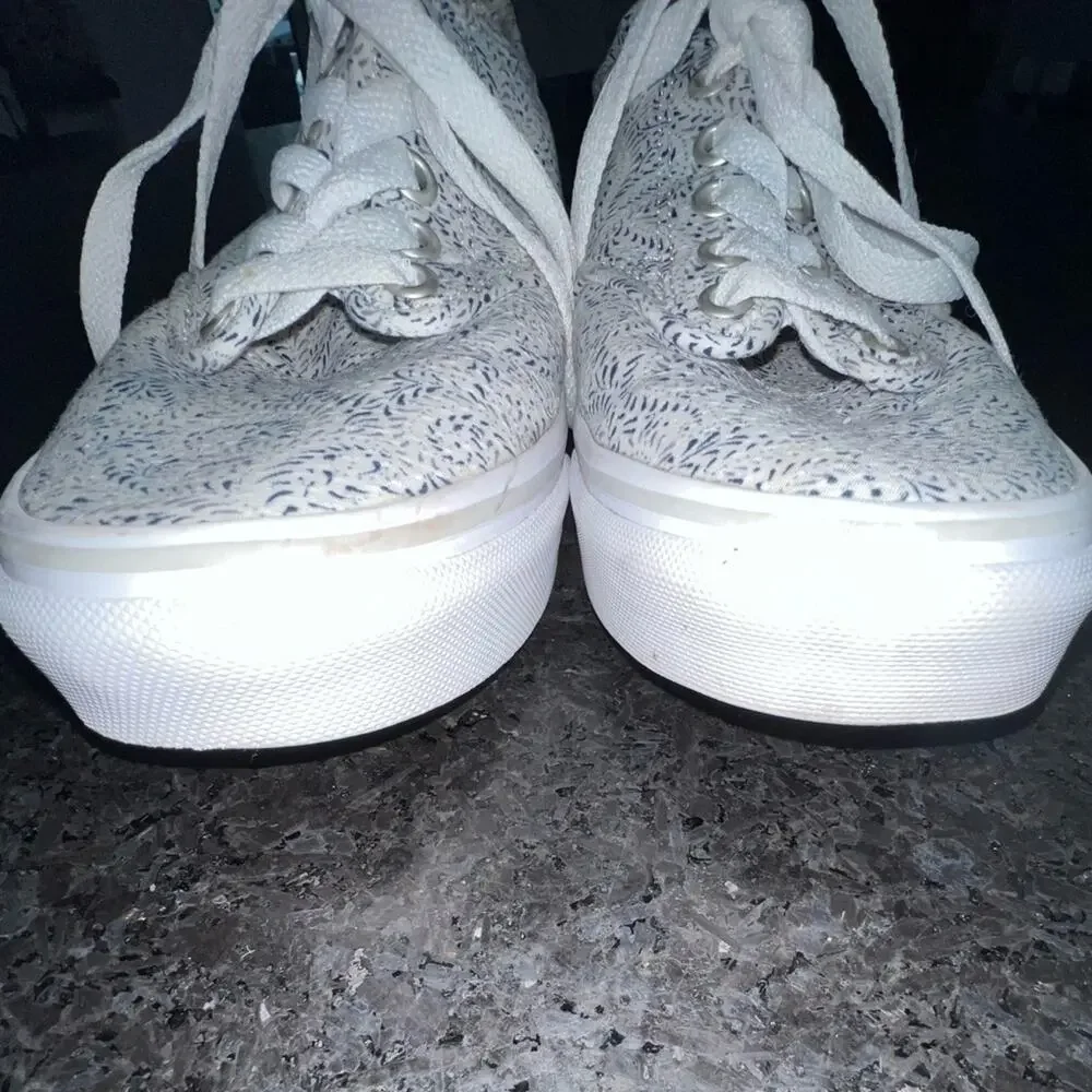 UEC VANS NAVY GREY WHITE & PINK PAISLEY PRINT LACE UP SNEAKERS SZ 8.5